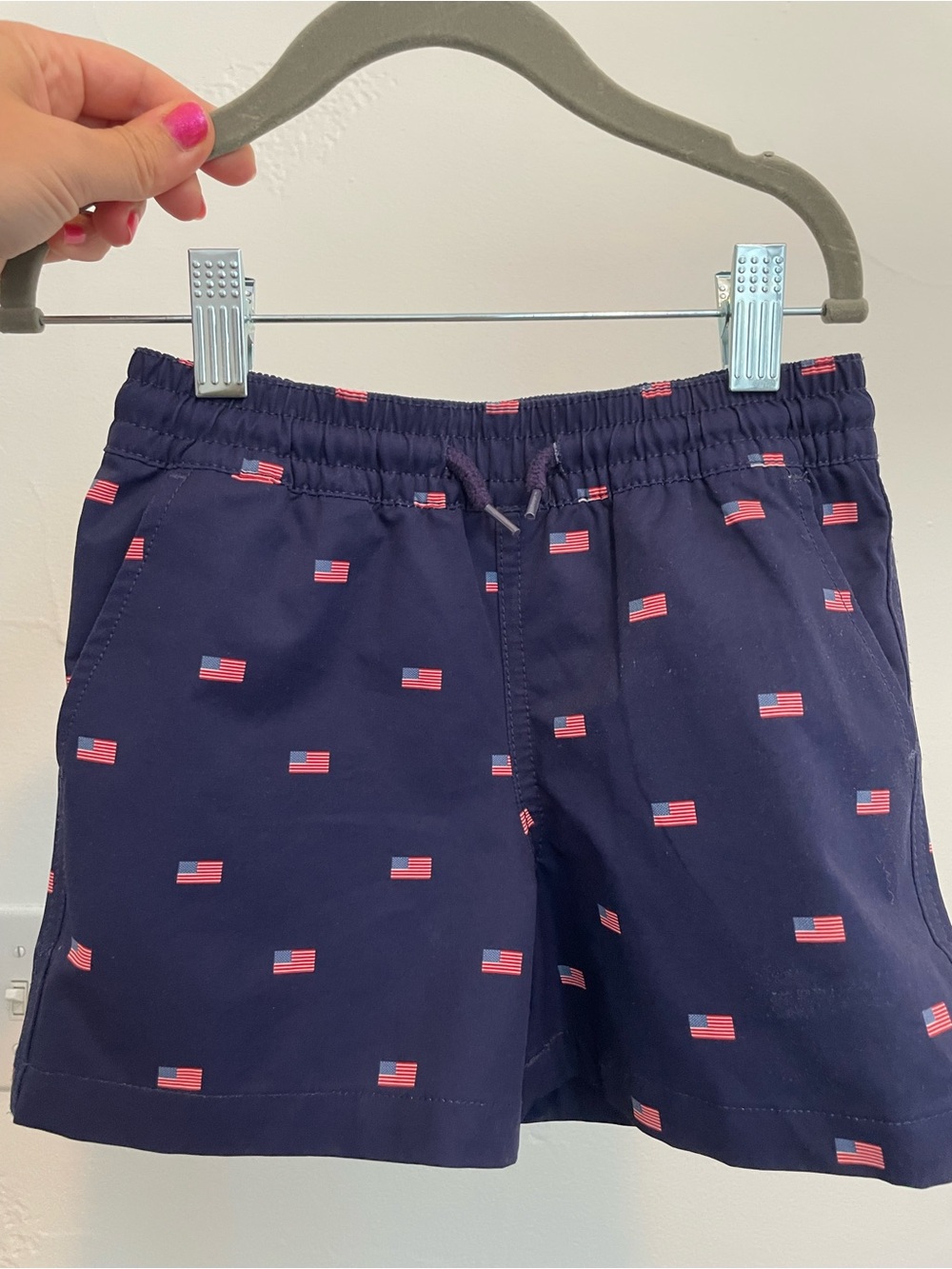 Class Club Navy Shorts with Flag Print